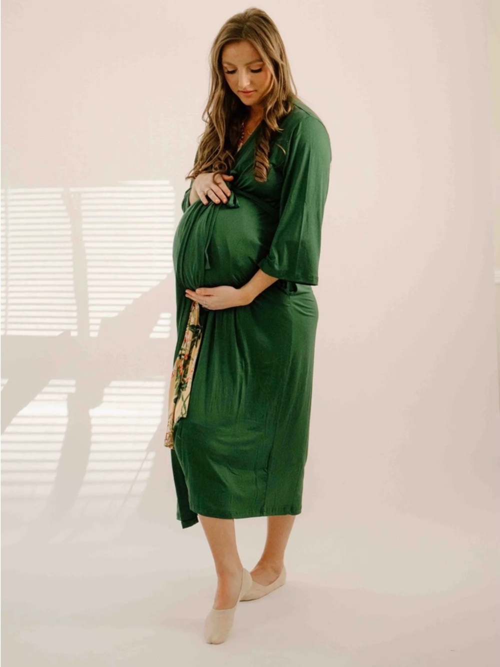 Lila Labor & Maternity Robe in Emerald